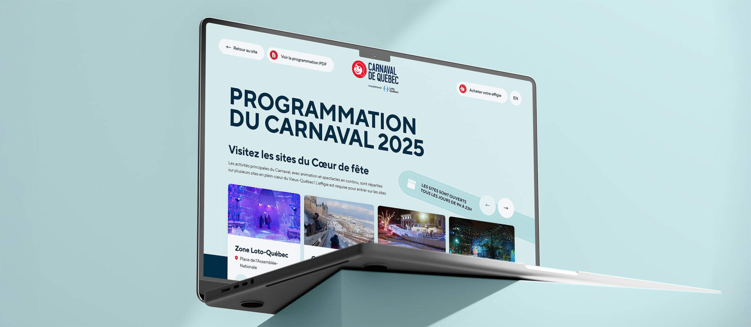 Beet2025_EDC_Carnaval_01 Ordinateur présentant l'interface Web de la programmation du Carnaval de Québec