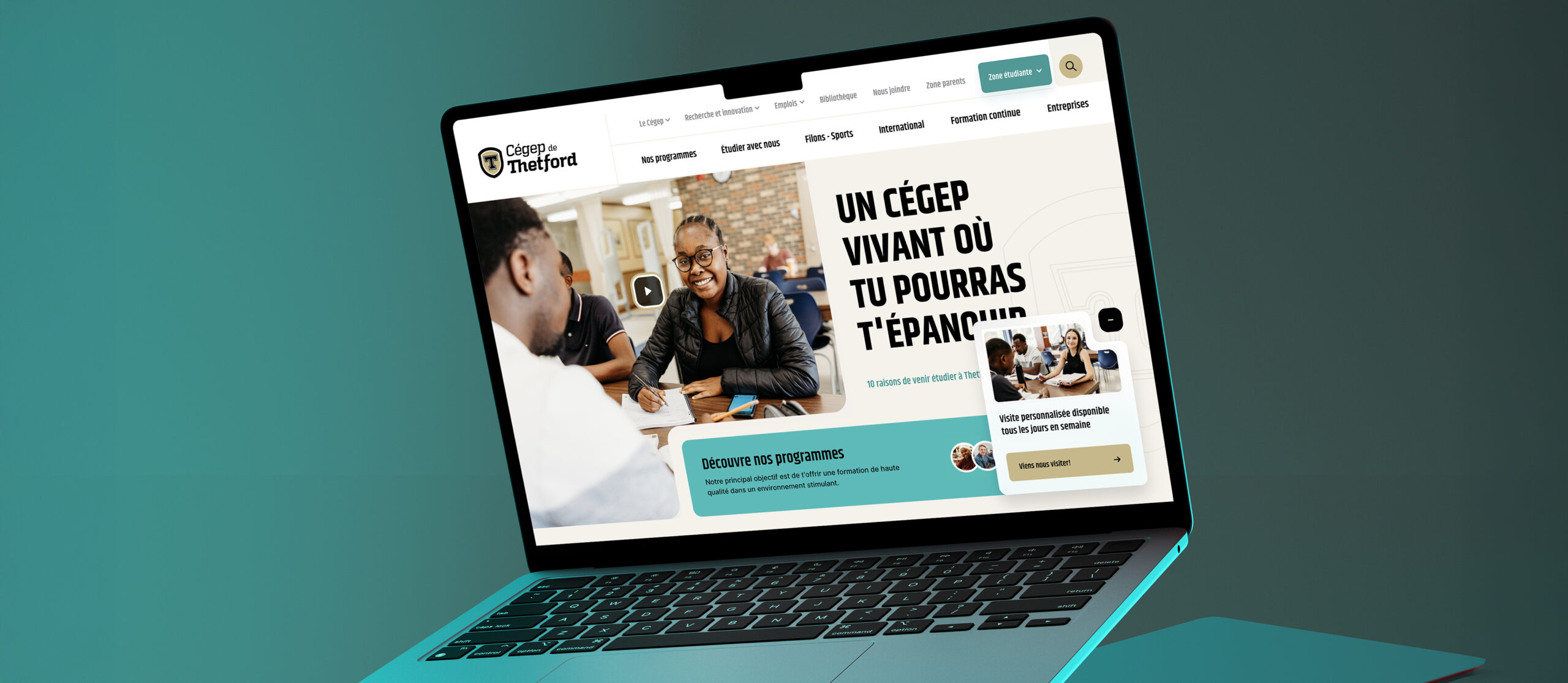 Beet2025_EDC_Thetford_01 Interface de la page d'accueil du site du Cégep de Thetford